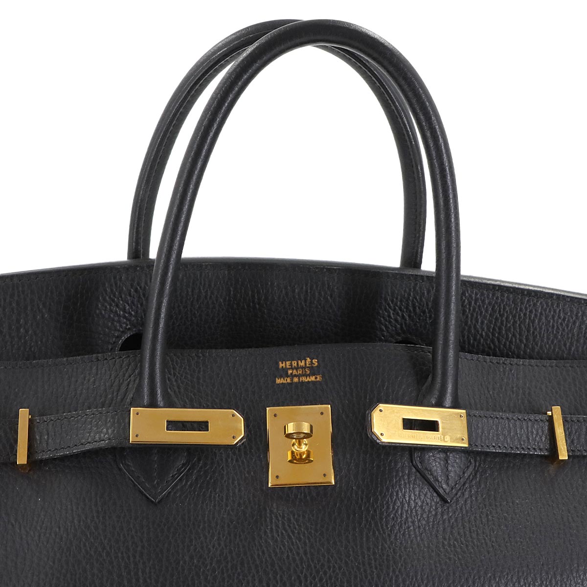 Birkin 40 Ardennes Leather Black Hand Bag Vintage Purse