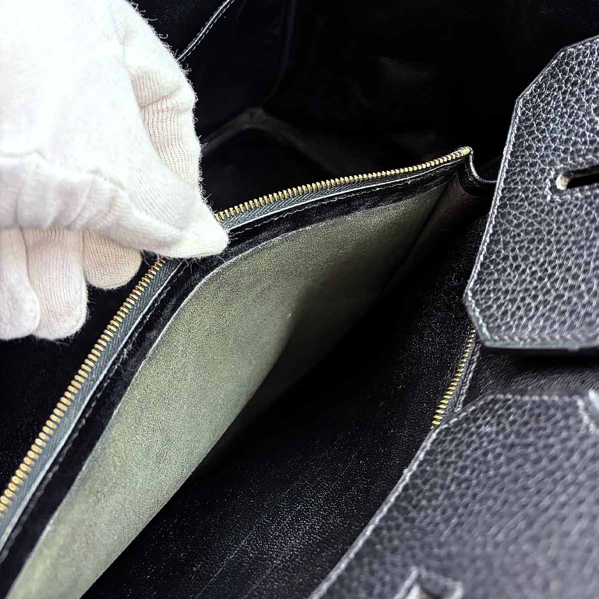 Birkin 40 Ardennes Leather Black Hand Bag Vintage Purse