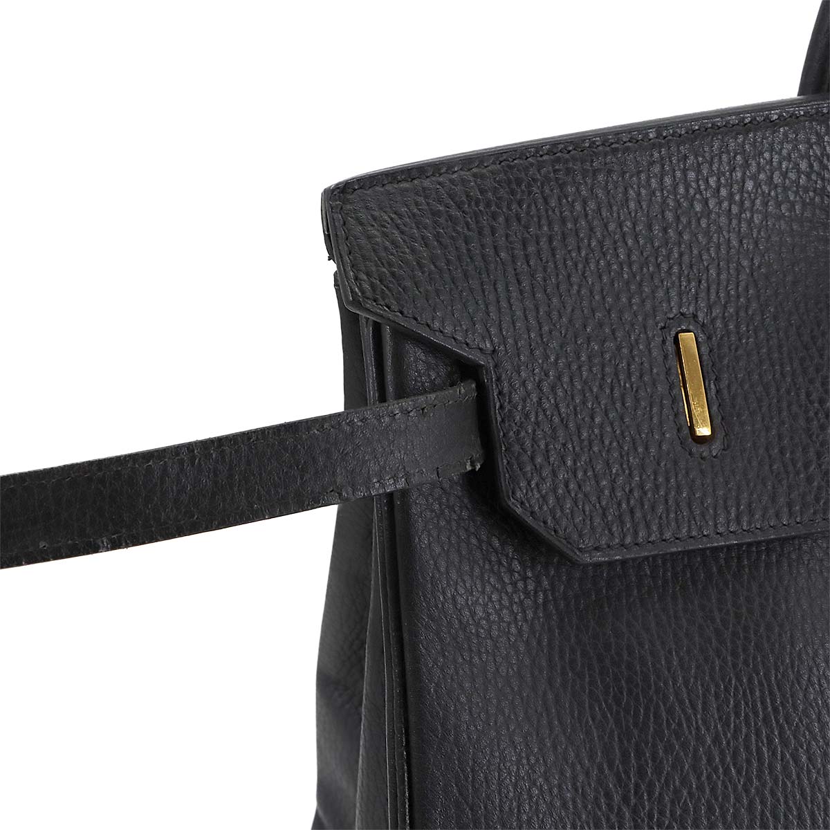 Birkin 40 Ardennes Leather Black Hand Bag Vintage Purse