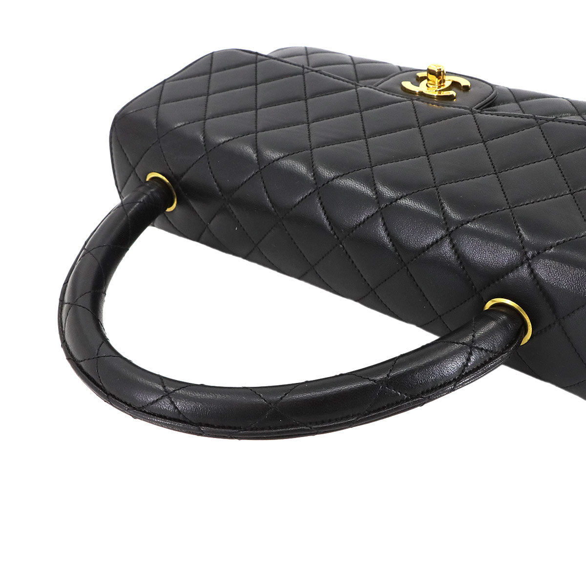 Matelasse Hand Bag Leather Black Vintage Coco Logos