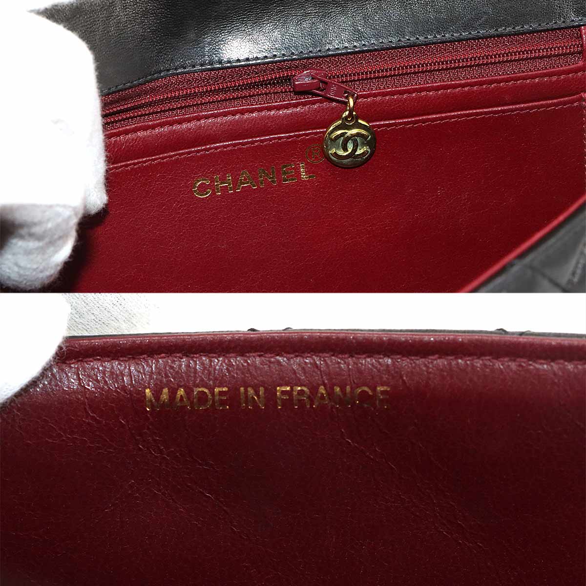 Matelasse Hand Bag Leather Black Vintage Coco Logos