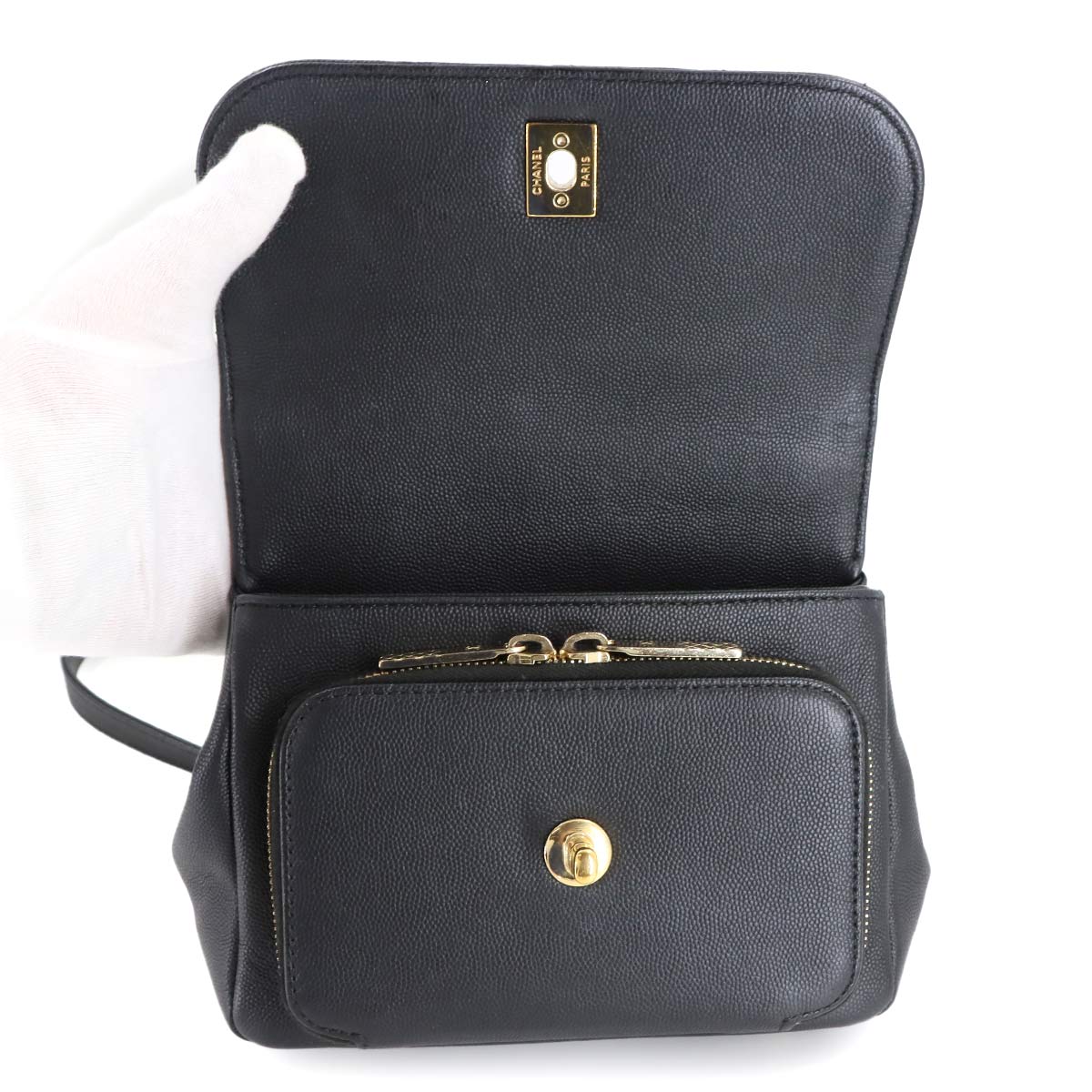 Matelasse Business Affinity Hand Chain Shoulder Bag Black A93749