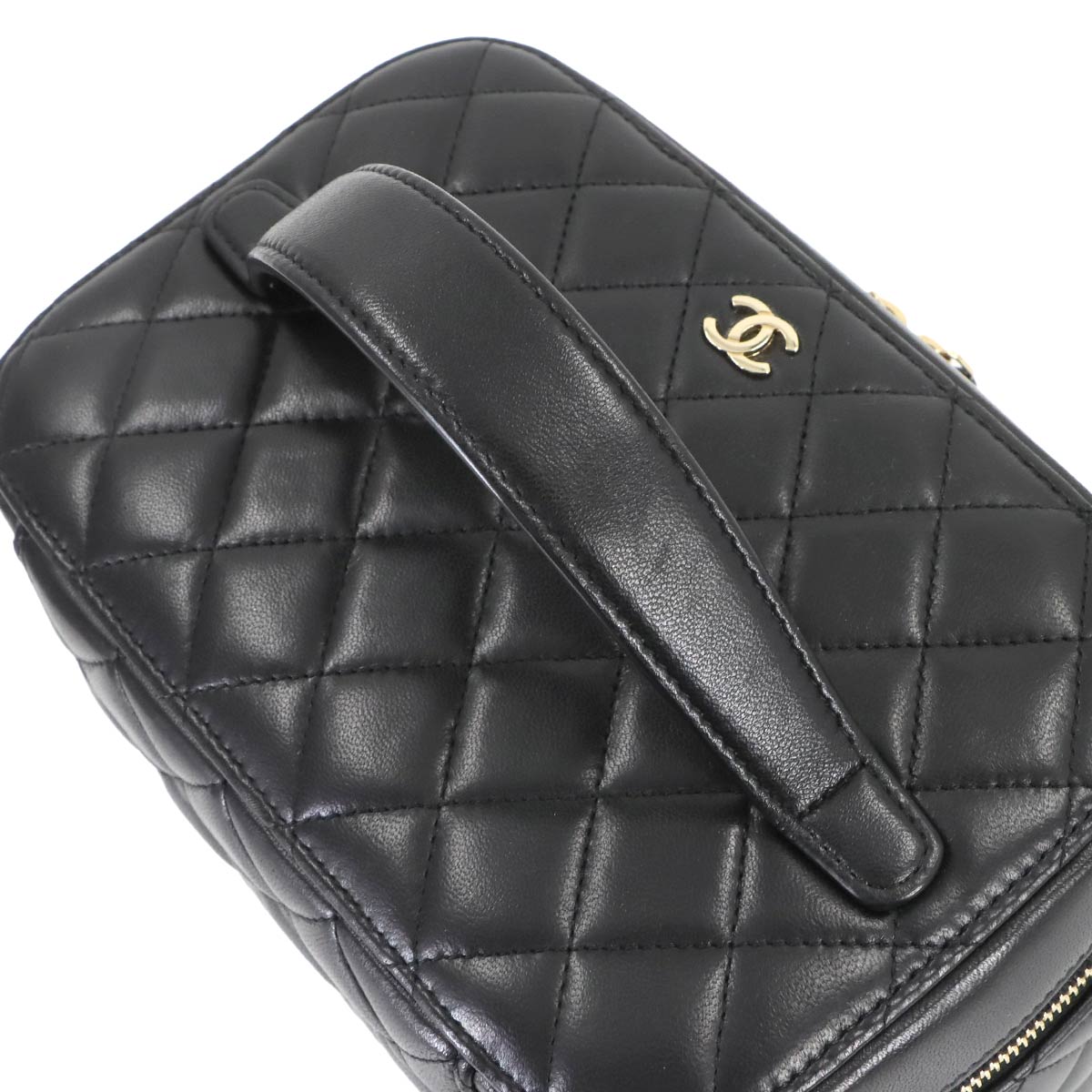 Vanity Hand Bag Leather Black A08913 Coco Logos Purse