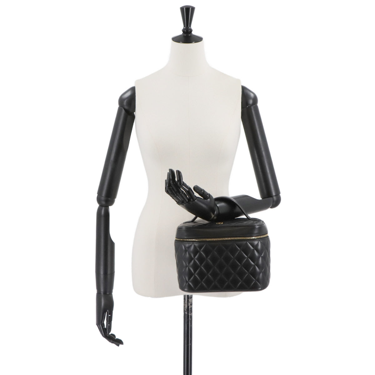 Vanity Hand Bag Leather Black A08913 Coco Logos Purse