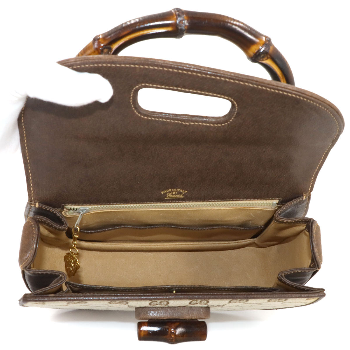 Bamboo Hand Bag GG Canvas Leather Beige Brown Purse