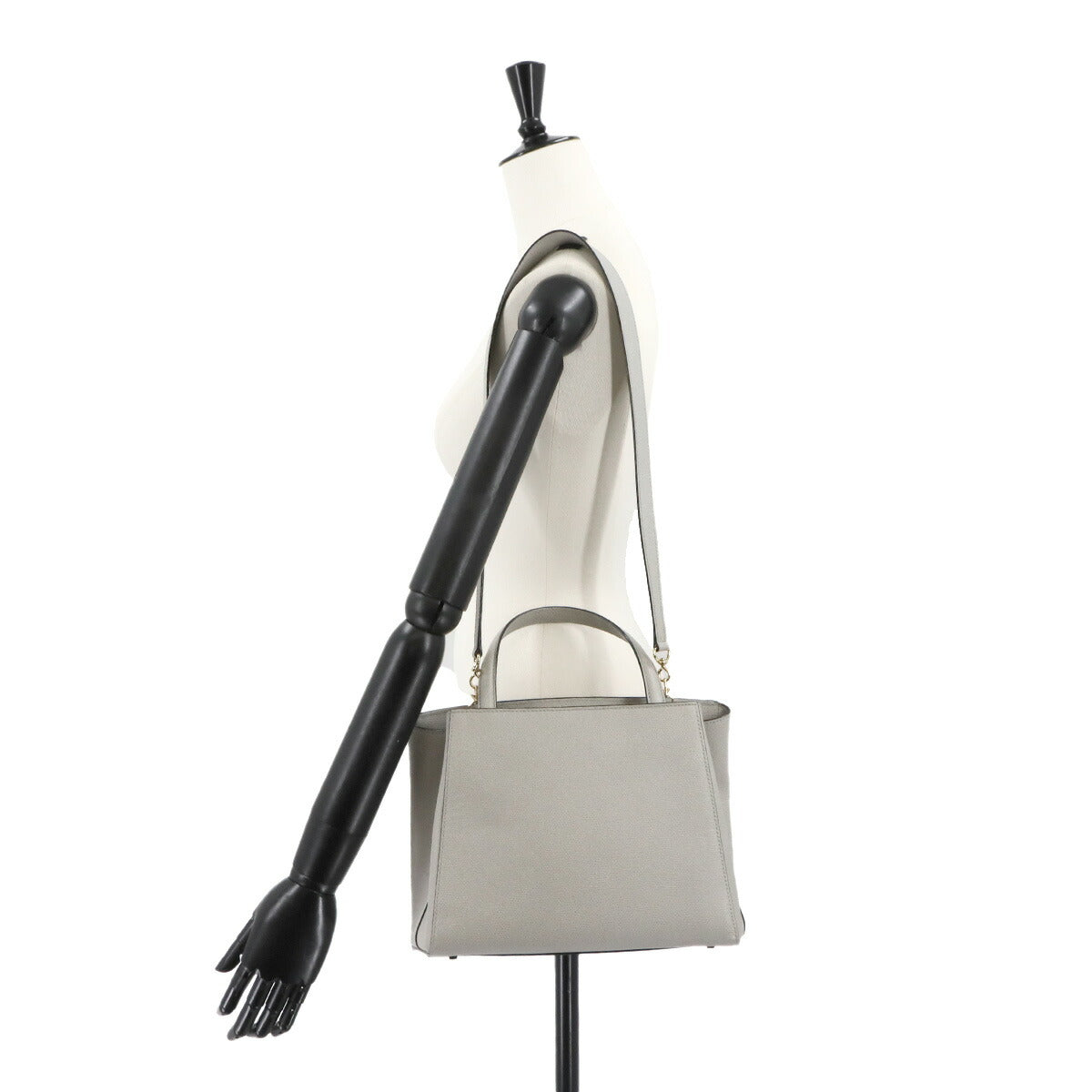 Medium Triennale Hand Shoulder Bag Leather Gray Purse