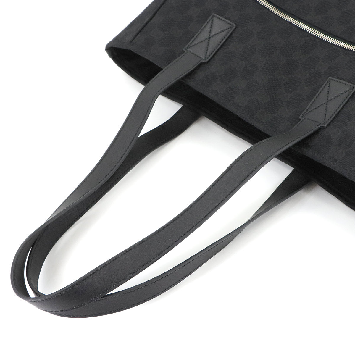 GG Canvas Tote Bag Leather Black 834796 Purse