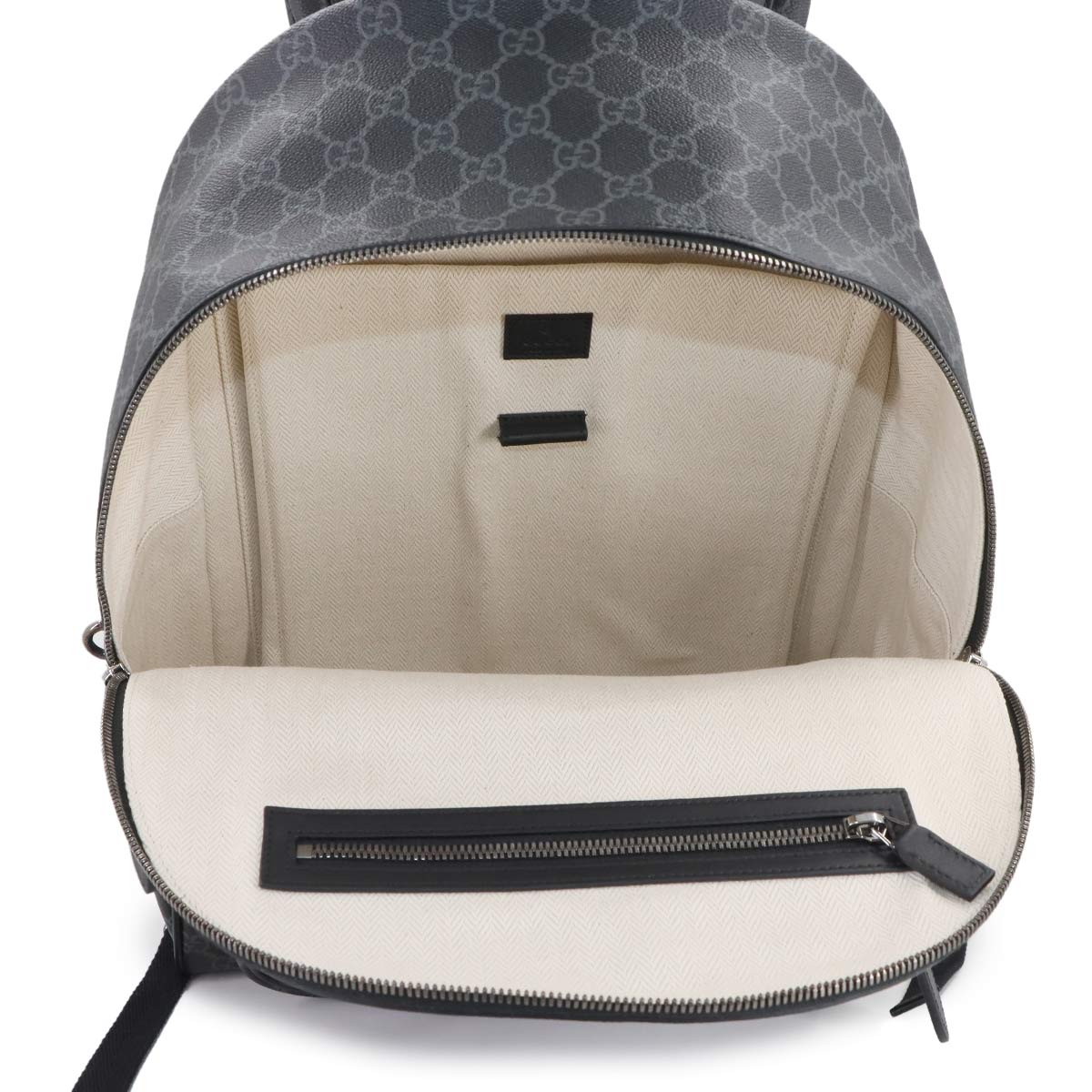 GG Emblem Backpack Fabric Leather Black 821159 Purse