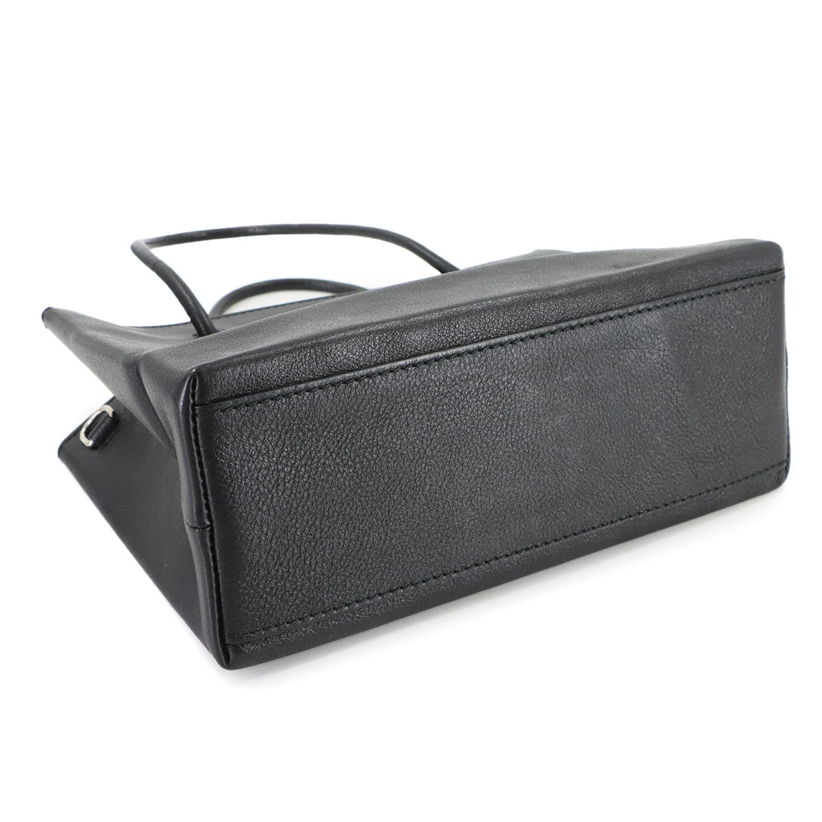 2way Hand Shoulder Bag Leather Black White 531546