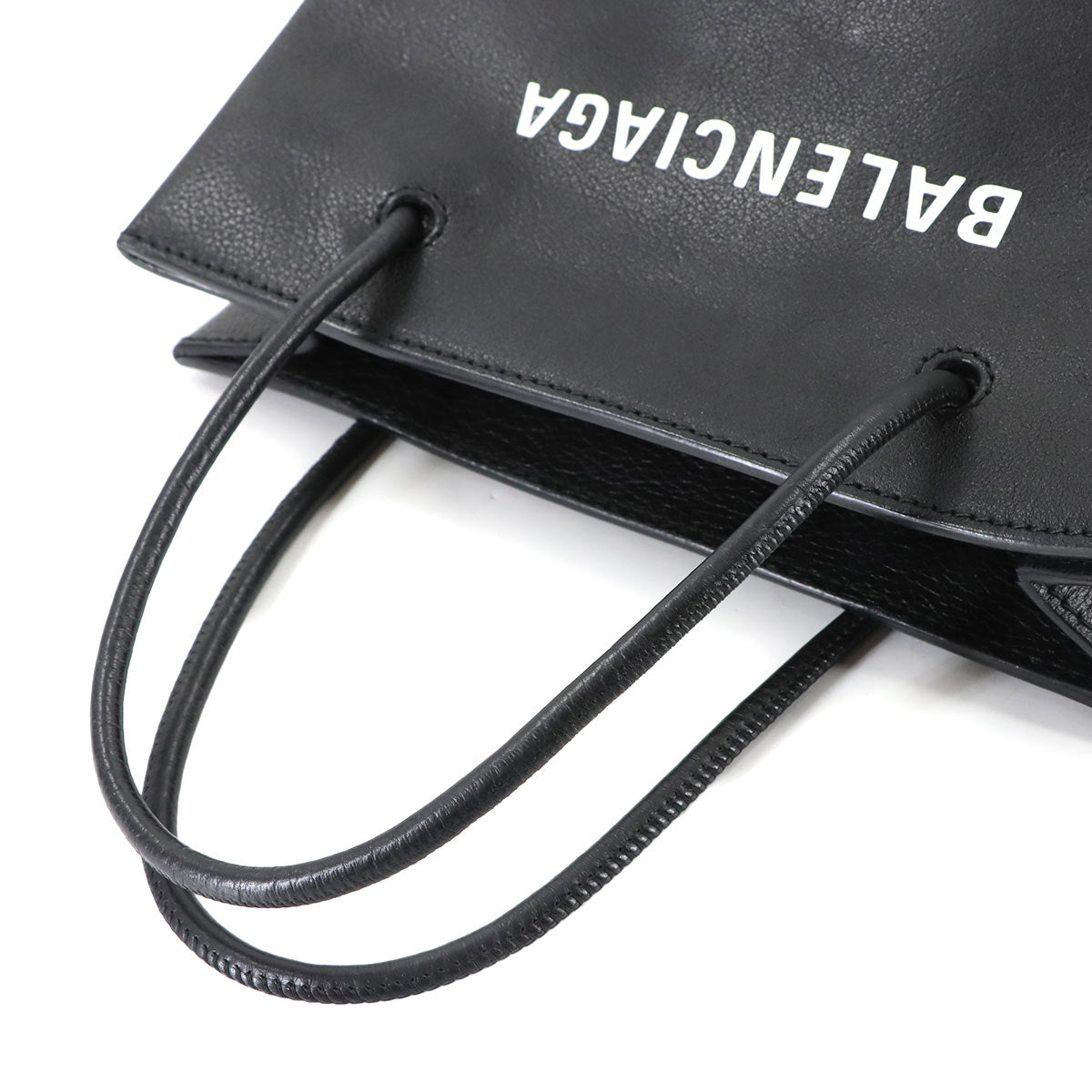 2way Hand Shoulder Bag Leather Black White 531546