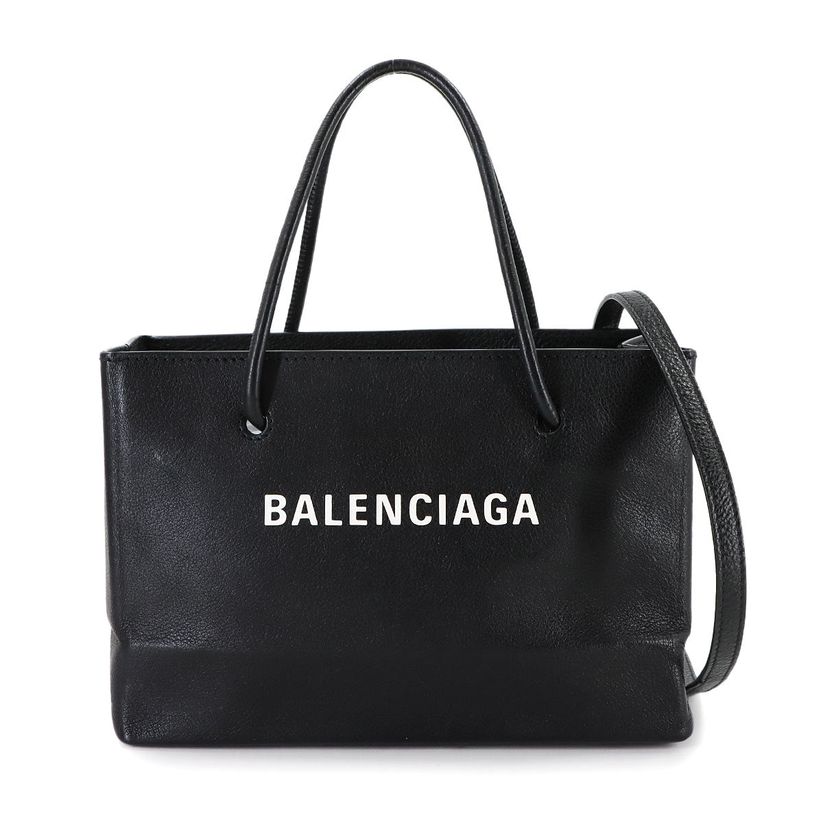 2way Hand Shoulder Bag Leather Black White 531546