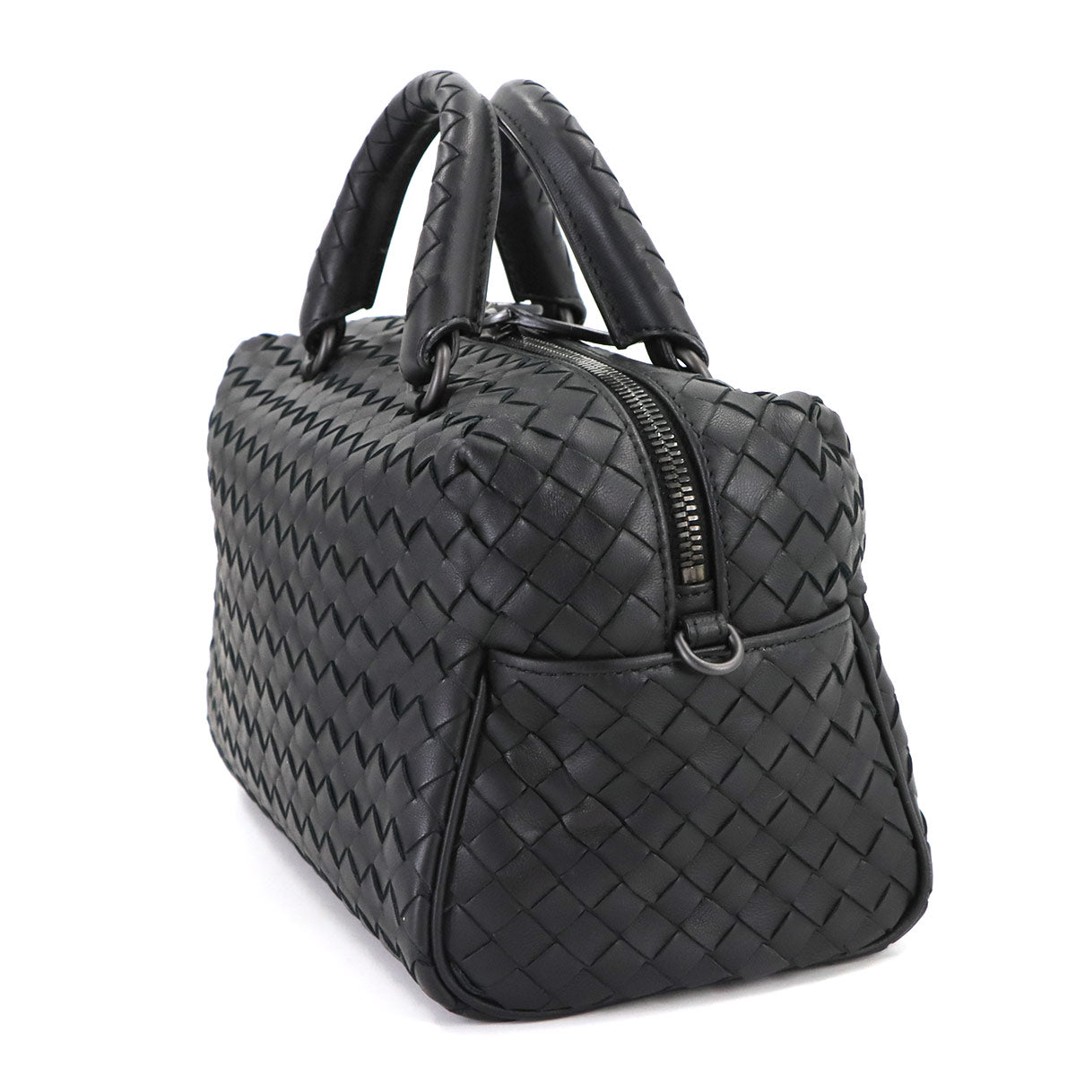 Intrecciato Mini Boston Bag Leather Black 428051