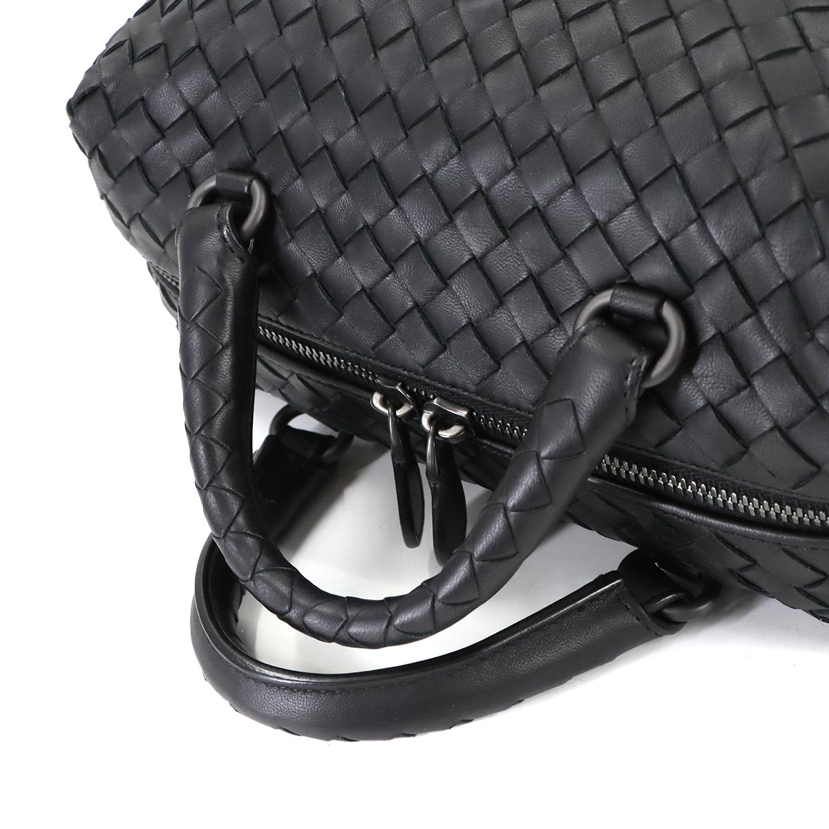 Intrecciato Mini Boston Bag Leather Black 428051