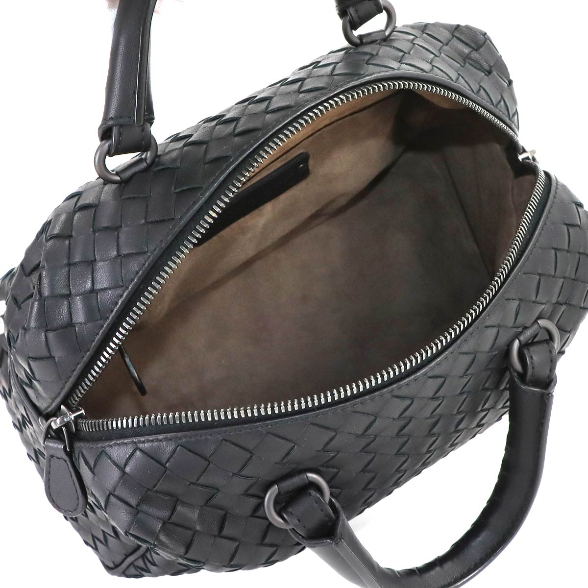 Intrecciato Mini Boston Bag Leather Black 428051