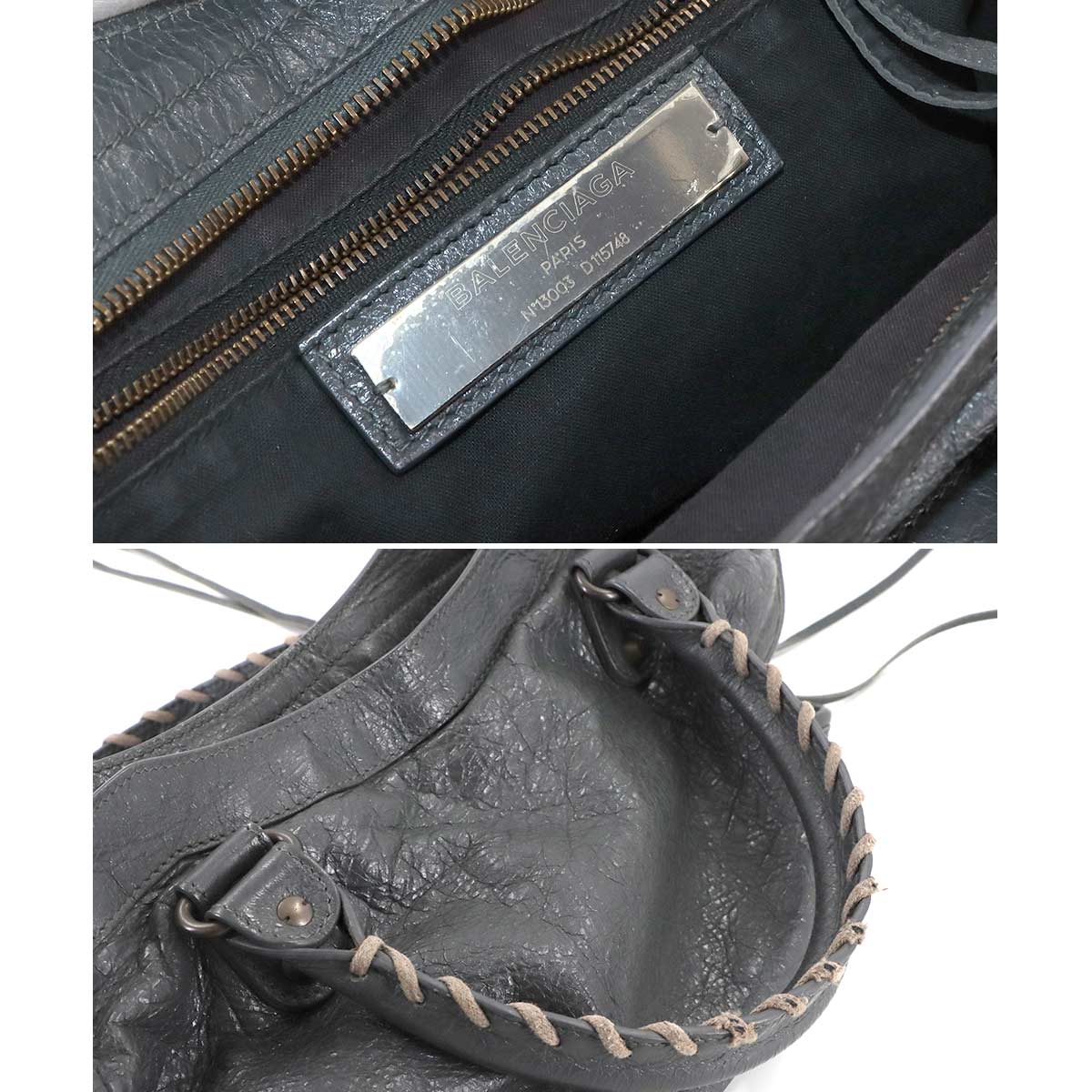 The City Hand Shoulder Bag Leather Gray 115748