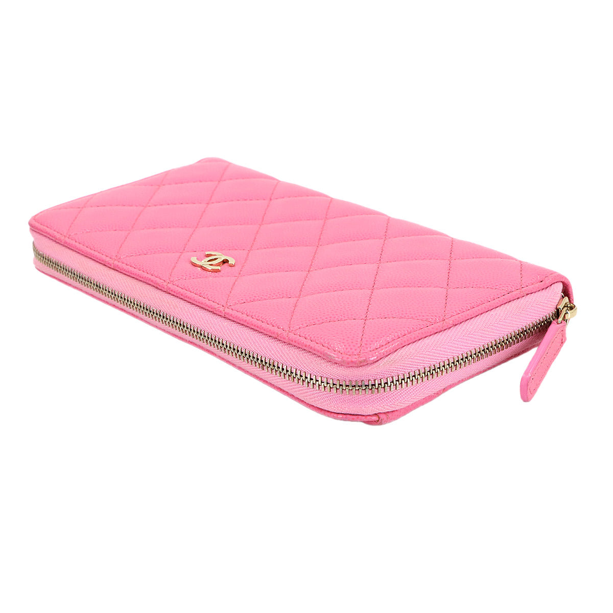 Matelasse Classic Long Zipped Wallet Leather Pink AP0242