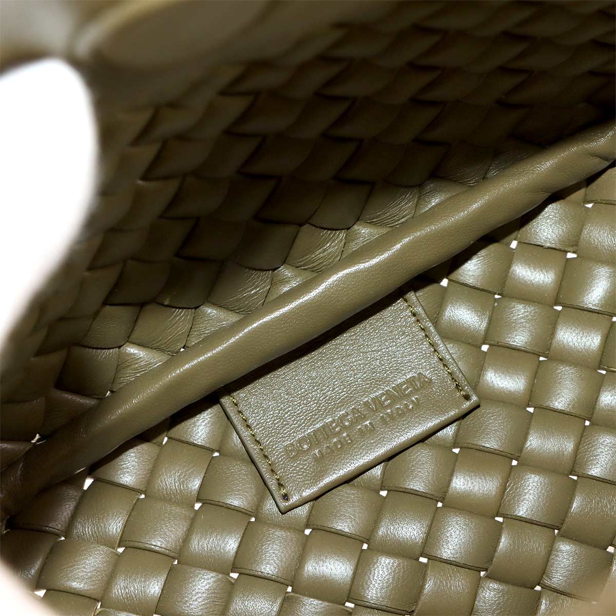 Intrecciato Small Cobble Hand Shoulder Bag Leather Green