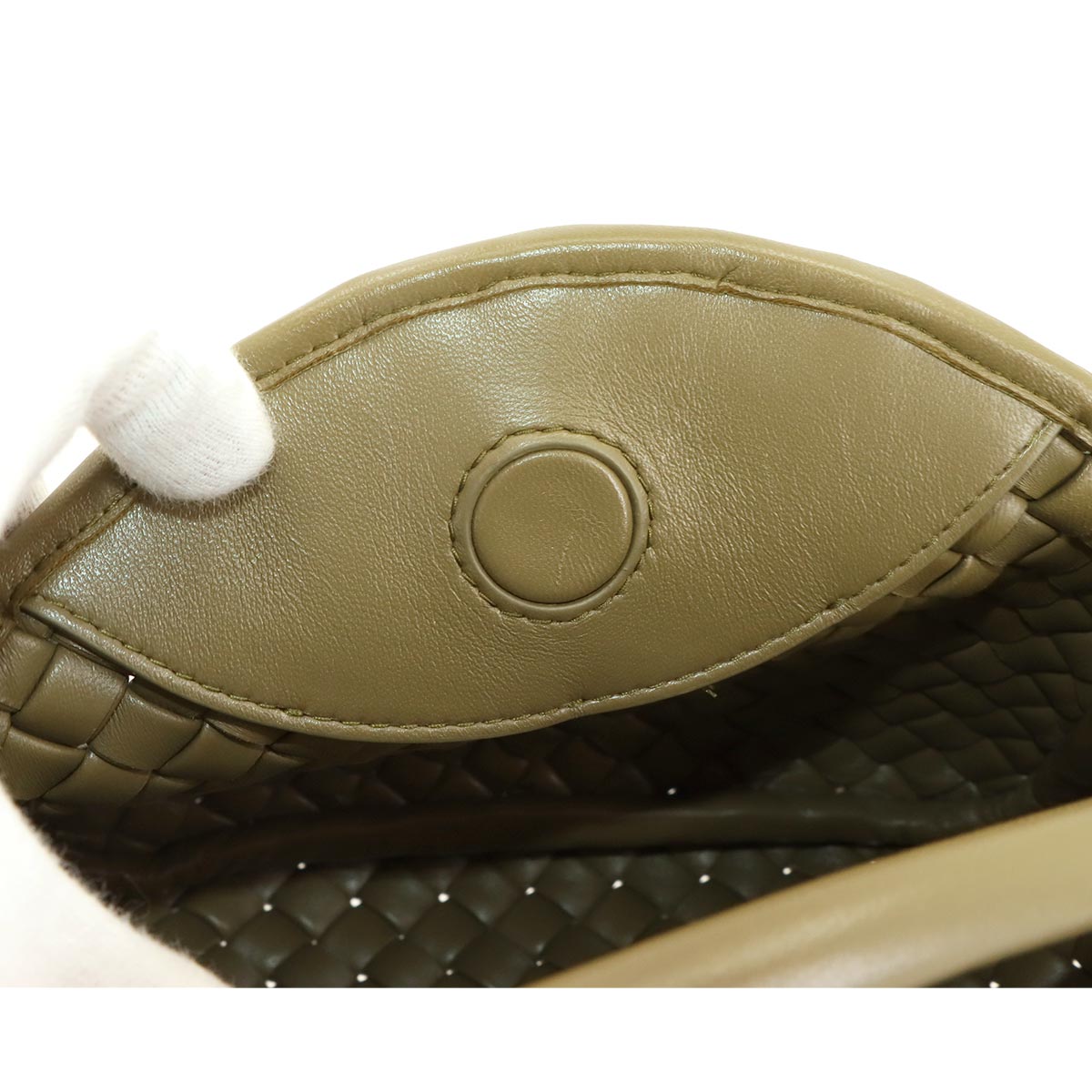 Intrecciato Small Cobble Hand Shoulder Bag Leather Green