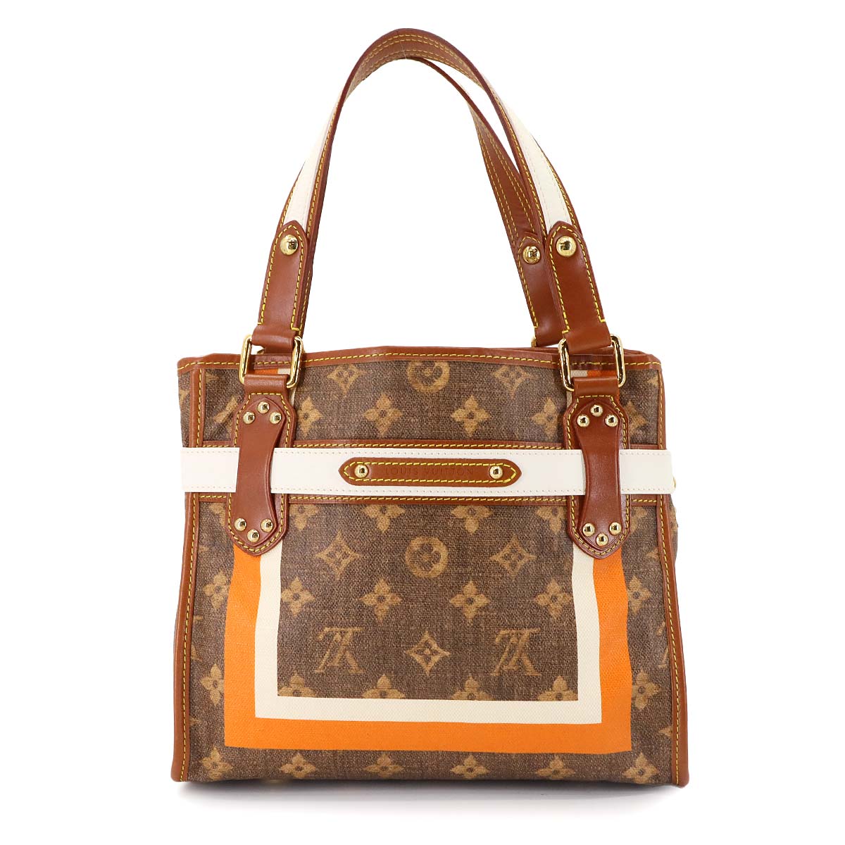 Monogram Tisse Sac Rayures PM Tote Bag Maron M56386