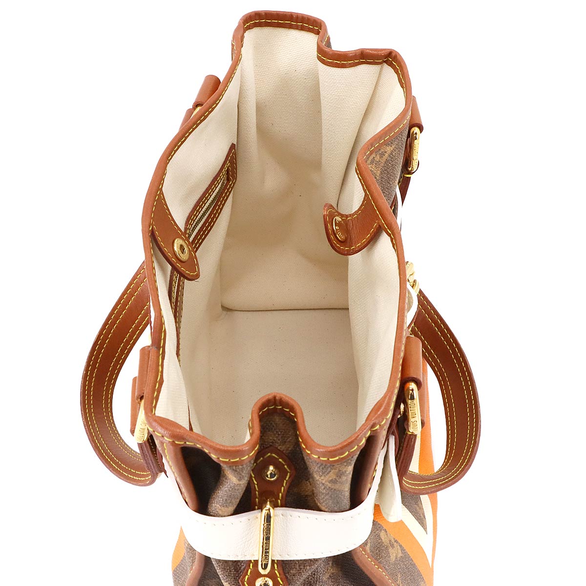 Monogram Tisse Sac Rayures PM Tote Bag Maron M56386