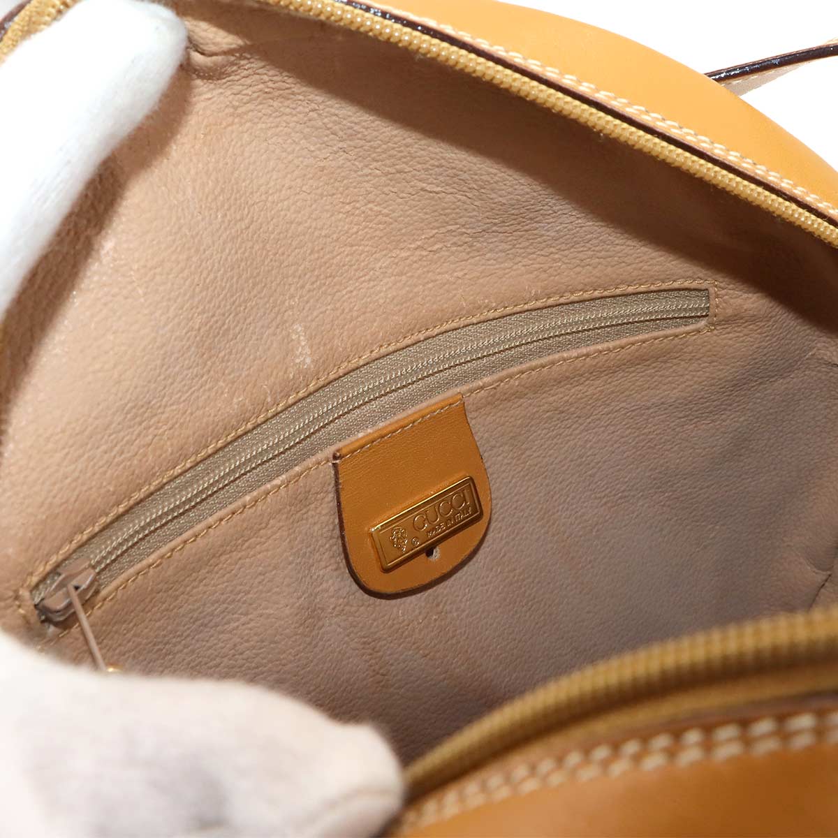 Micro GG Round Type Shoulder Bag PVC Leather Brown