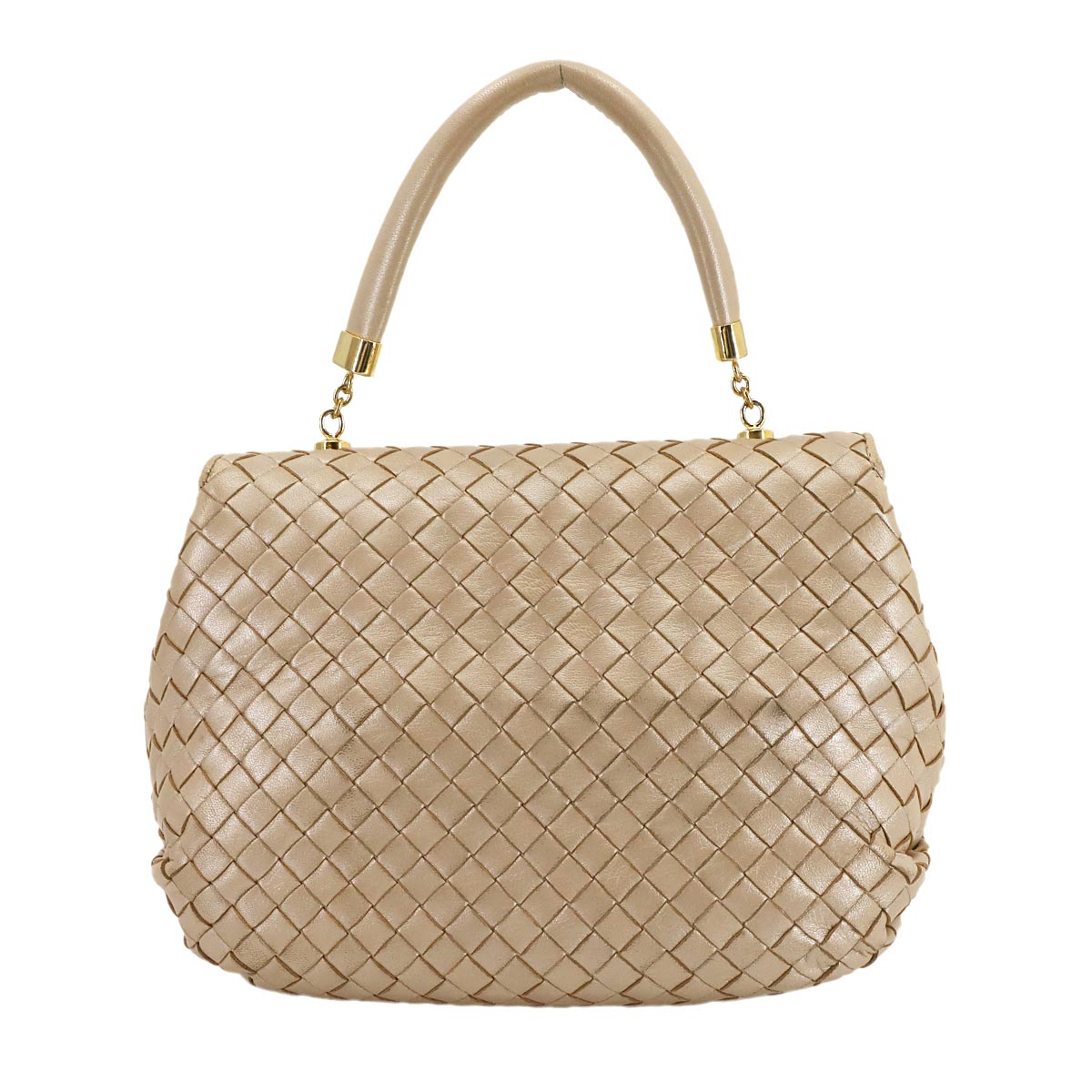 Intrecciato Hand Shoulder Bag Lether Gold Purse