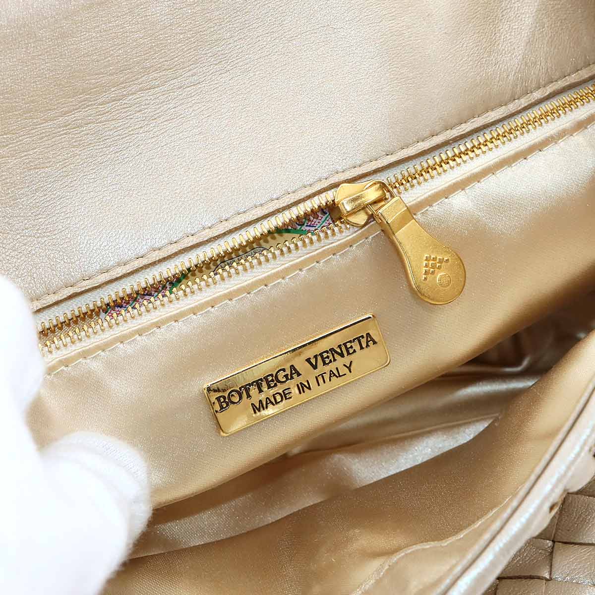 Intrecciato Hand Shoulder Bag Lether Gold Purse