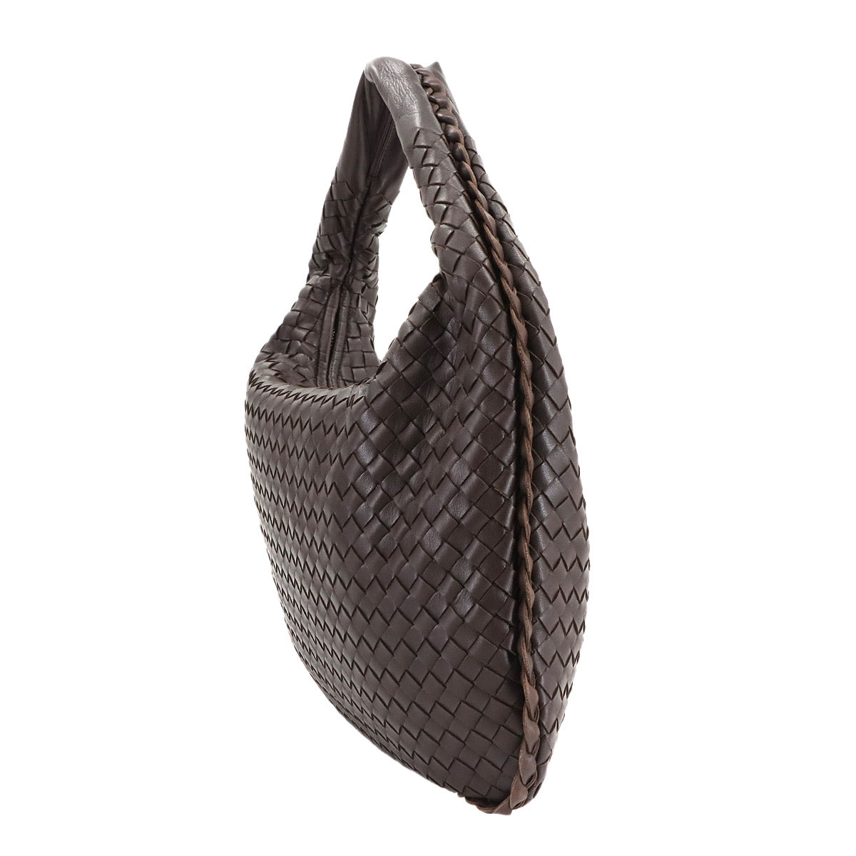 Intrecciato Veneta Shoulder Bag Leather Brown 115653