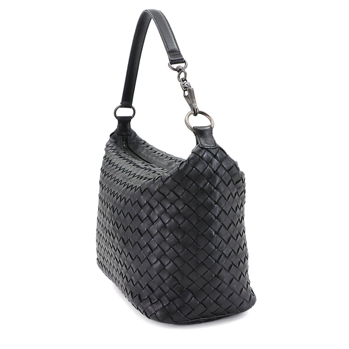 Intrecciato Shoulder Bag Leather Black 239988