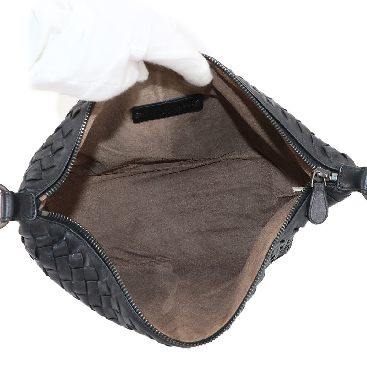 Intrecciato Shoulder Bag Leather Black 239988