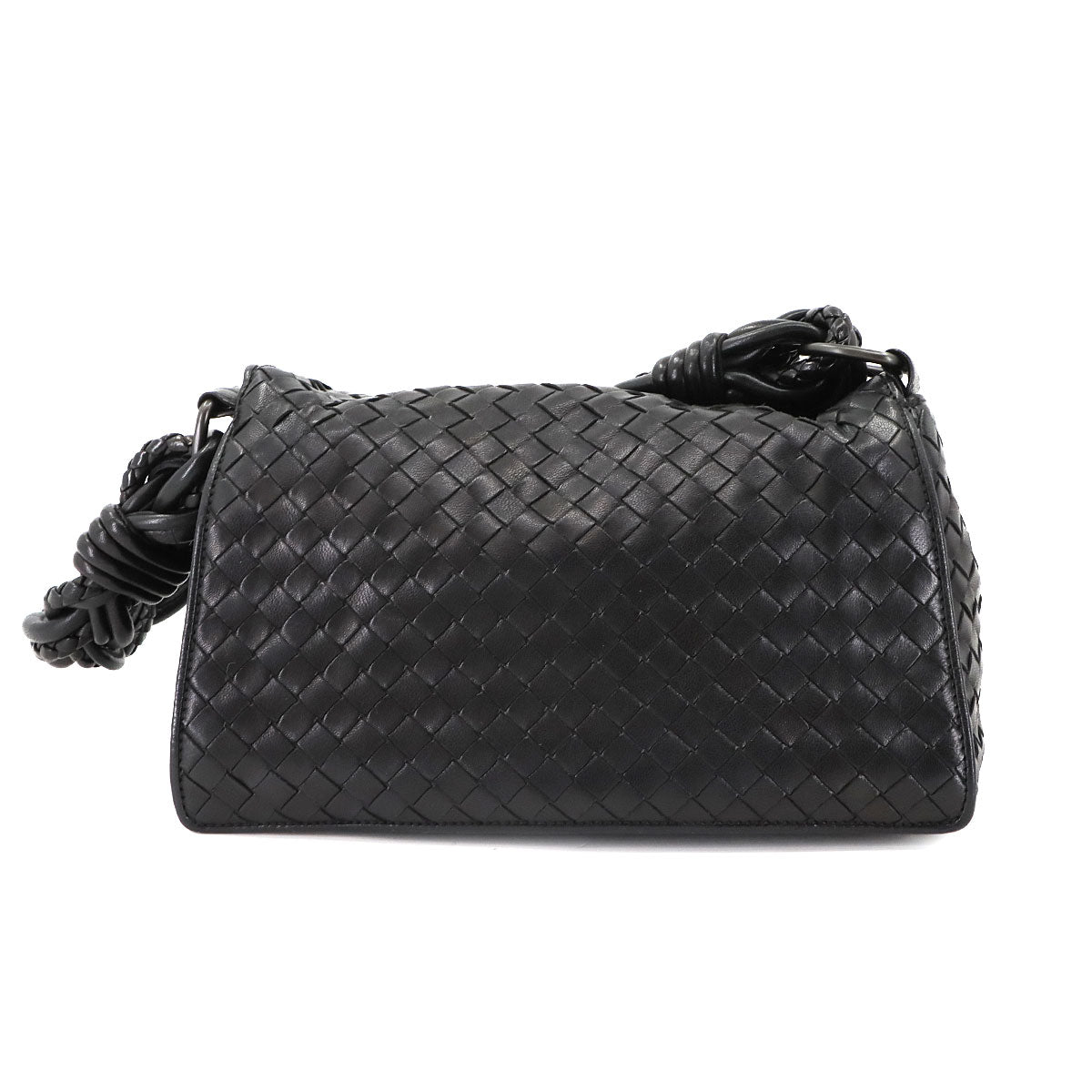 Intrecciato Shoulder Bag Leather Black 145555 Purse