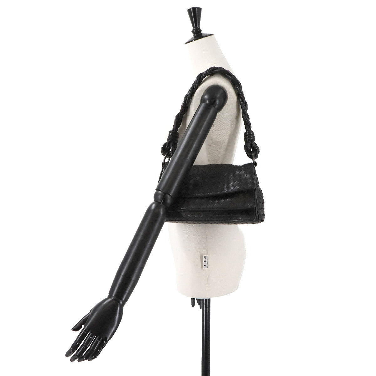 Intrecciato Shoulder Bag Leather Black 145555 Purse