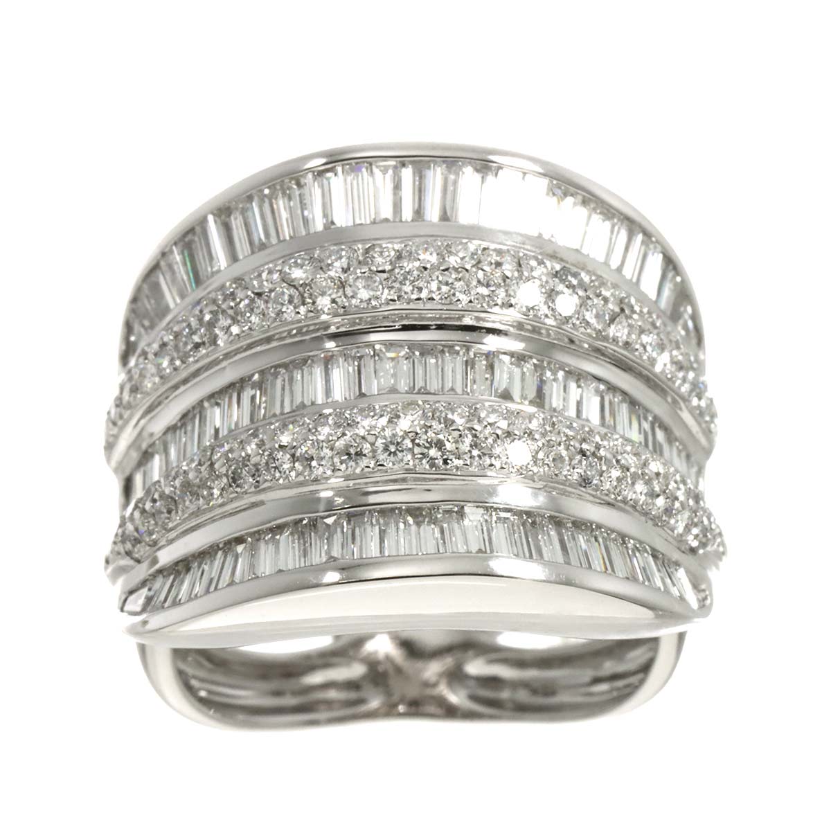 Diamond 2.35ct Ring 18K K18 WG White Gold size6.25-6.5(US)