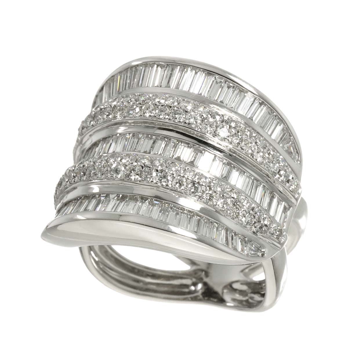 Diamond 2.35ct Ring 18K K18 WG White Gold size6.25-6.5(US)