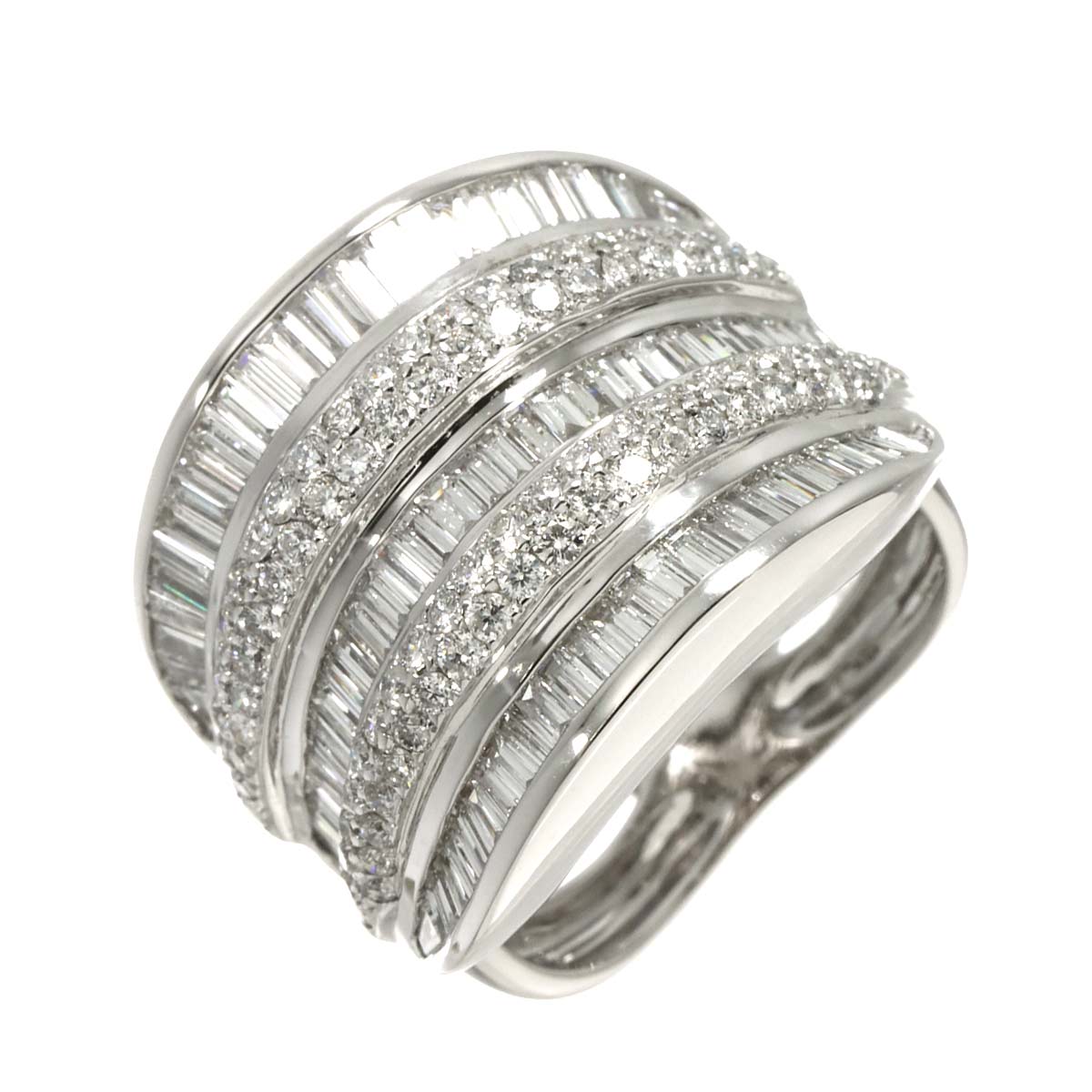 Diamond 2.35ct Ring 18K K18 WG White Gold size6.25-6.5(US)