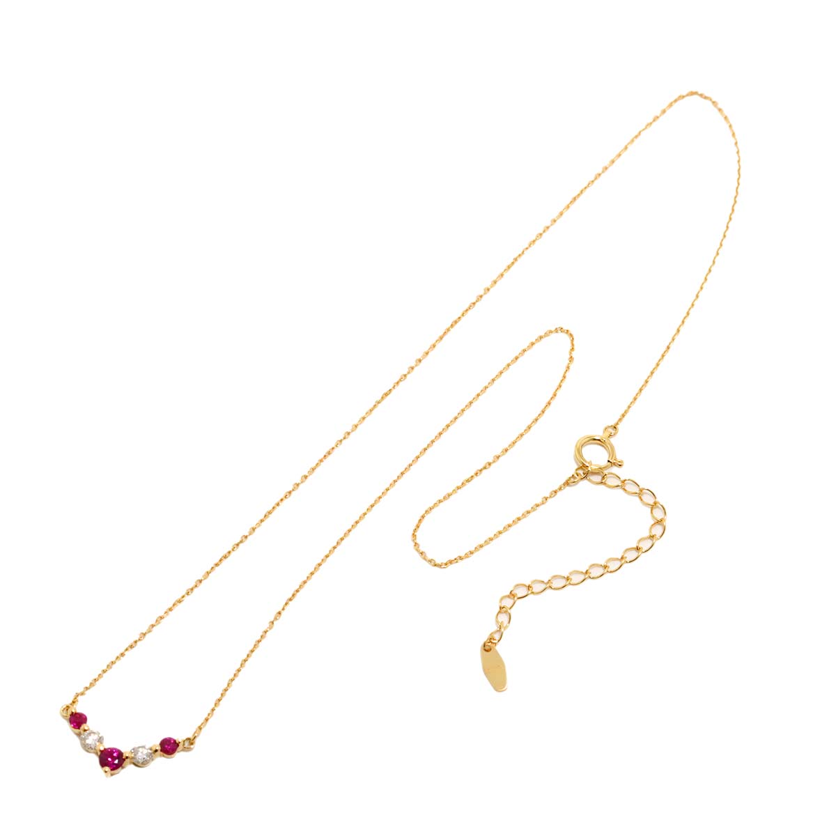 Ruby 0.32ct Diamond 0.20ct Necklace 18K 18K Yellow Gold 750