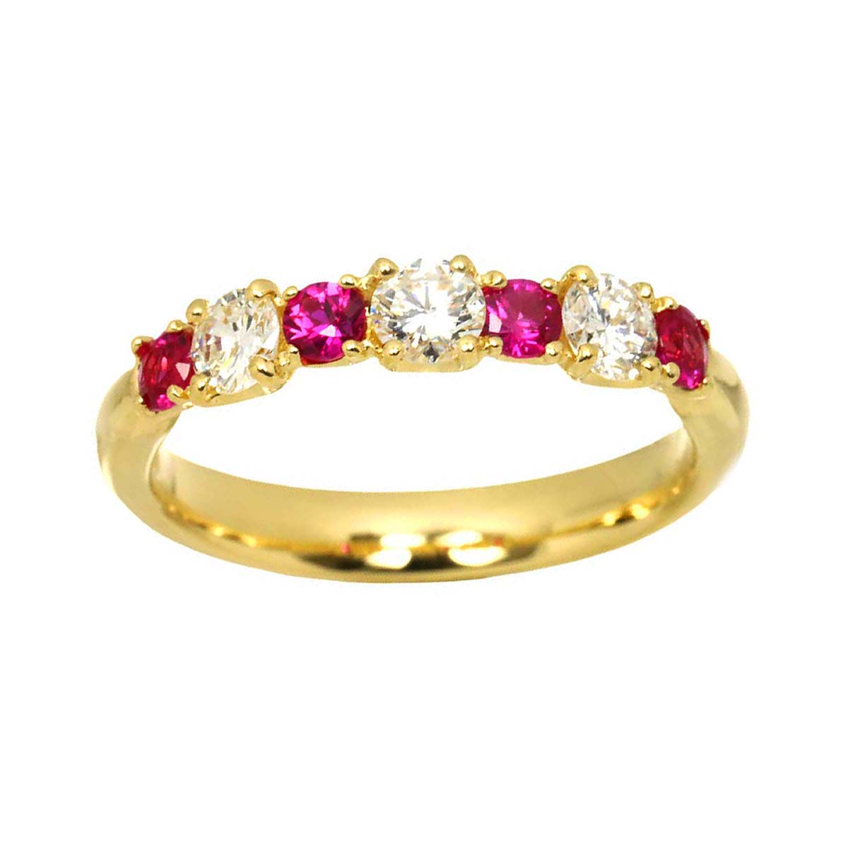 Ruby 0.35ct Diamond 0.45ct Ring 18K Yellow Gold 750 5.75-6(US)