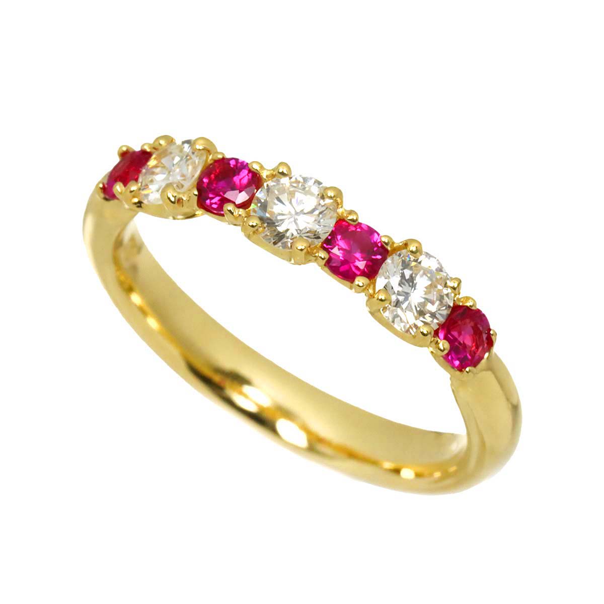 Ruby 0.35ct Diamond 0.45ct Ring 18K Yellow Gold 750 5.75-6(US)