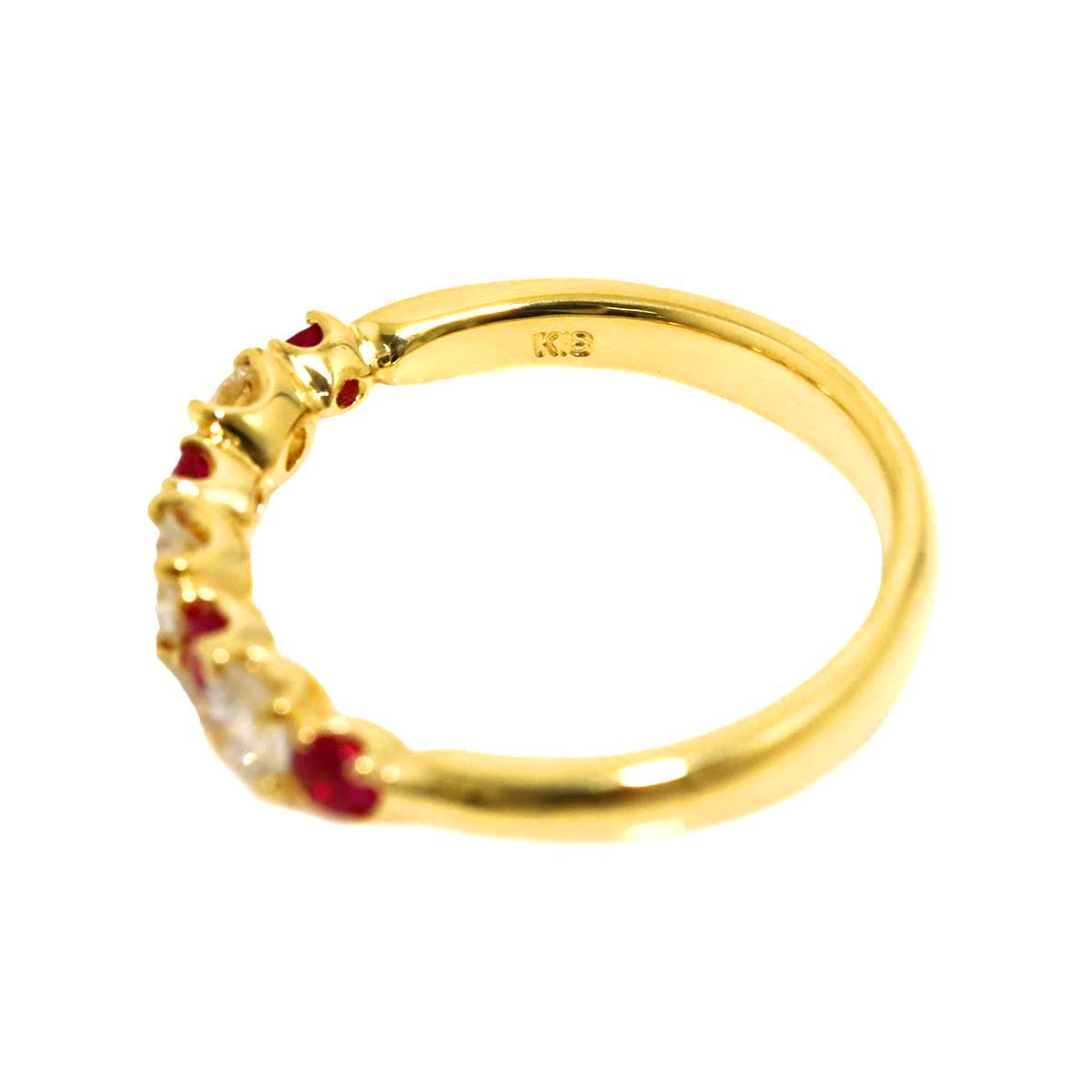 Ruby 0.35ct Diamond 0.45ct Ring 18K Yellow Gold 750 5.75-6(US)