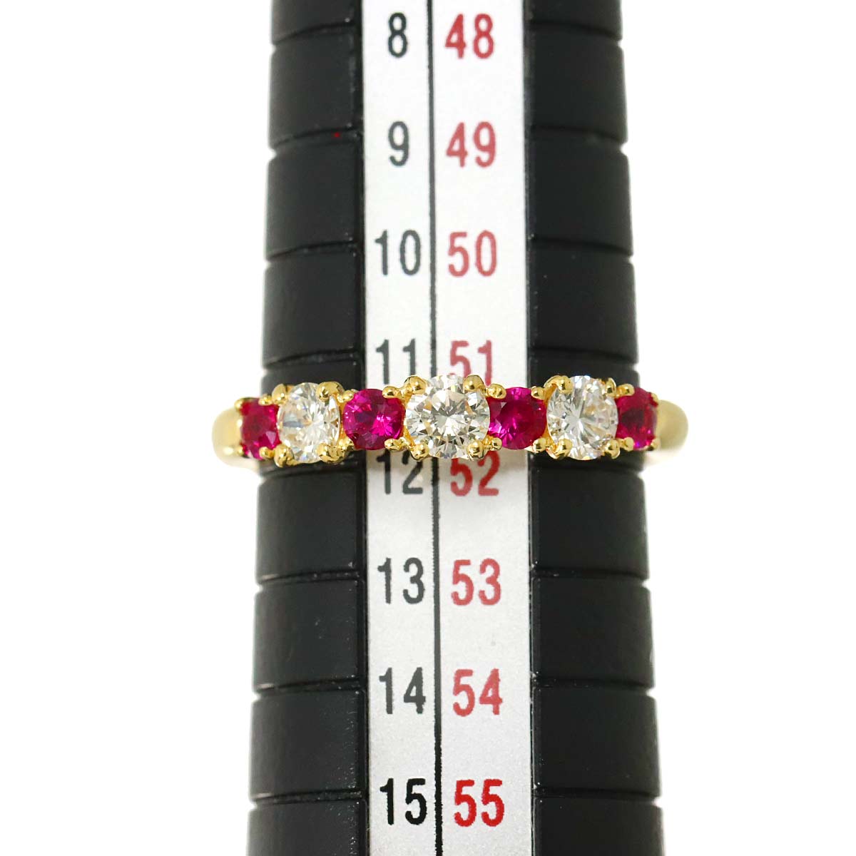 Ruby 0.35ct Diamond 0.45ct Ring 18K Yellow Gold 750 5.75-6(US)