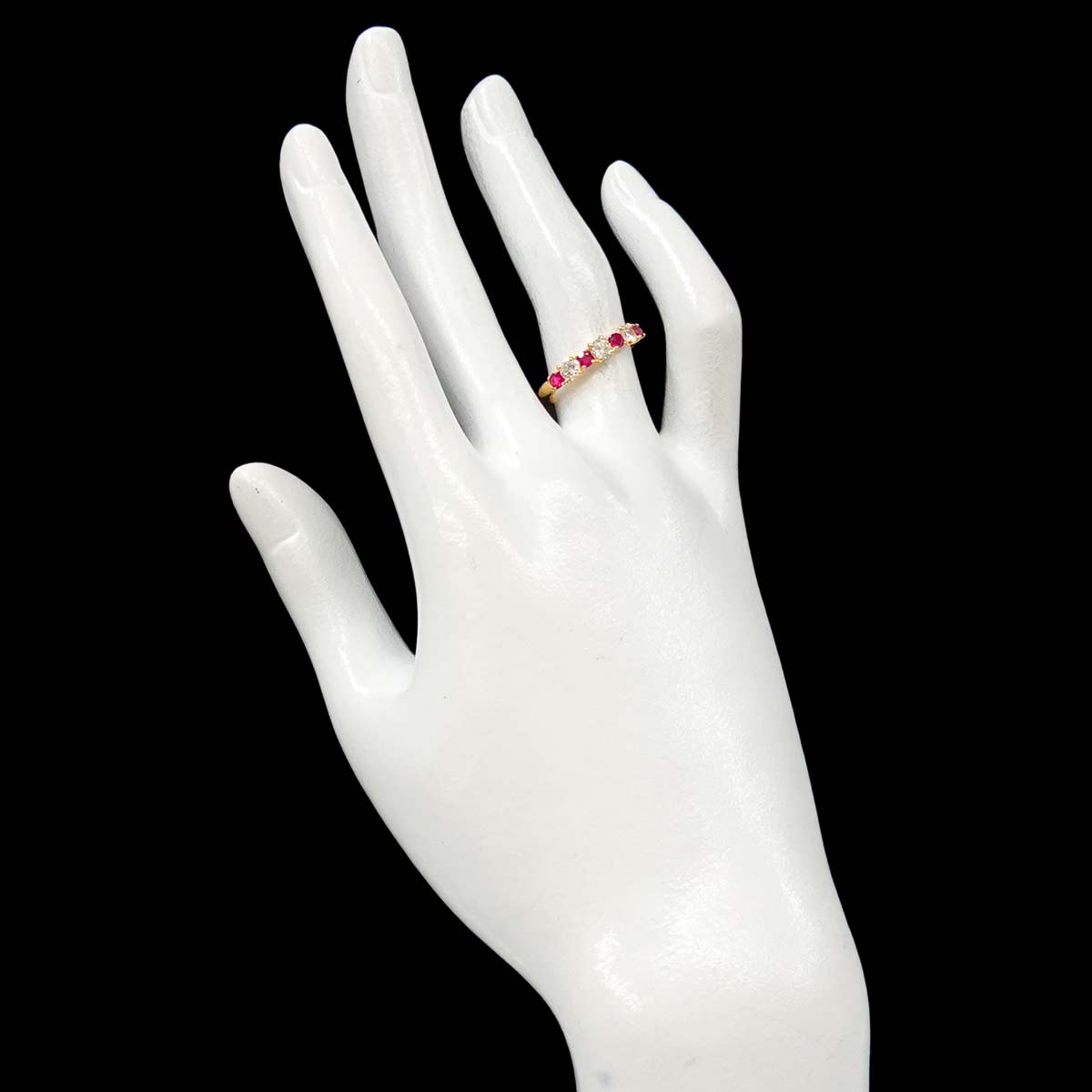 Ruby 0.35ct Diamond 0.45ct Ring 18K Yellow Gold 750 5.75-6(US)