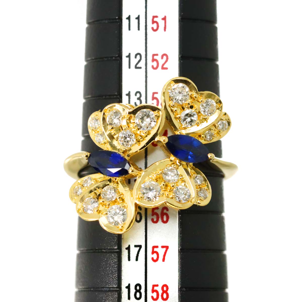 Sapphire 0.73ct Diamond 0.67ct Ring 18K K18 YG Yellow Gold size7.25(US)