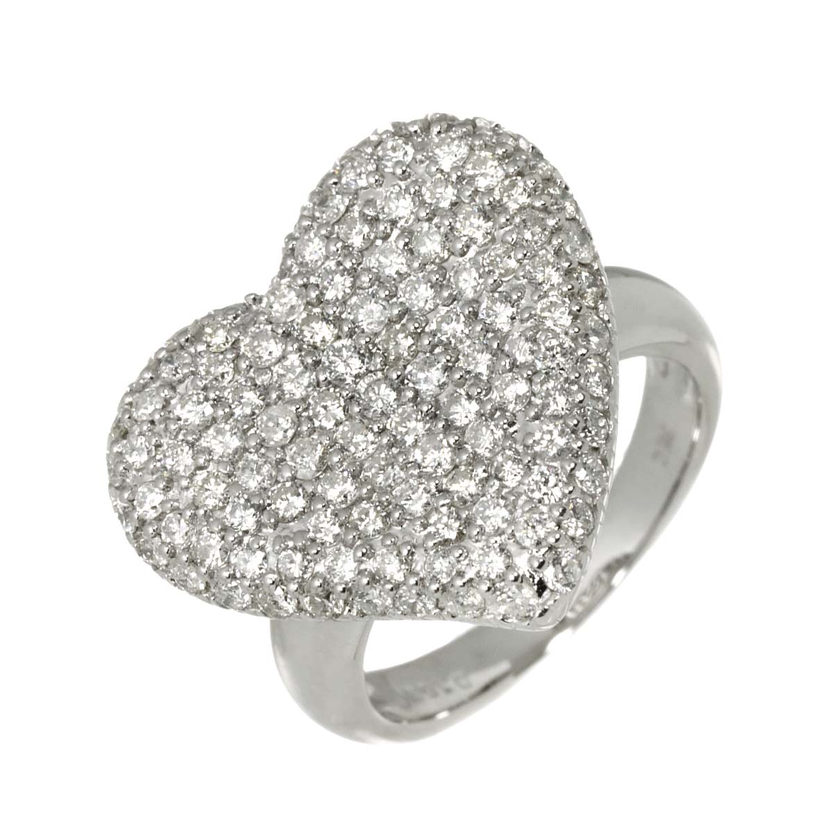 Diamond 1.63ct Ring 18K K18 WG White Gold size6(US)