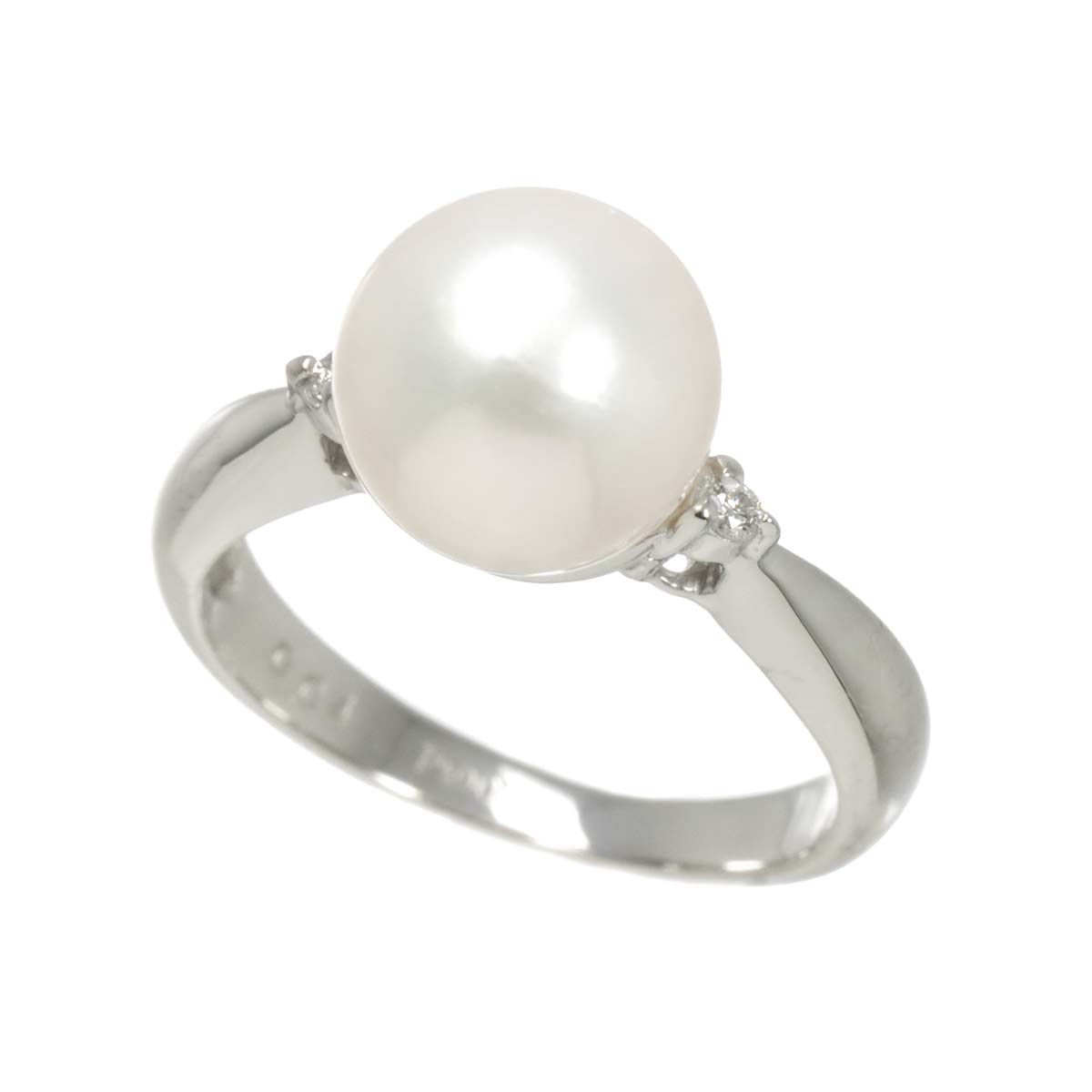 Akoya Pearl 9.1mm Diamond 0.04ct Ring Pt Platinum Size5-5.25(US)
