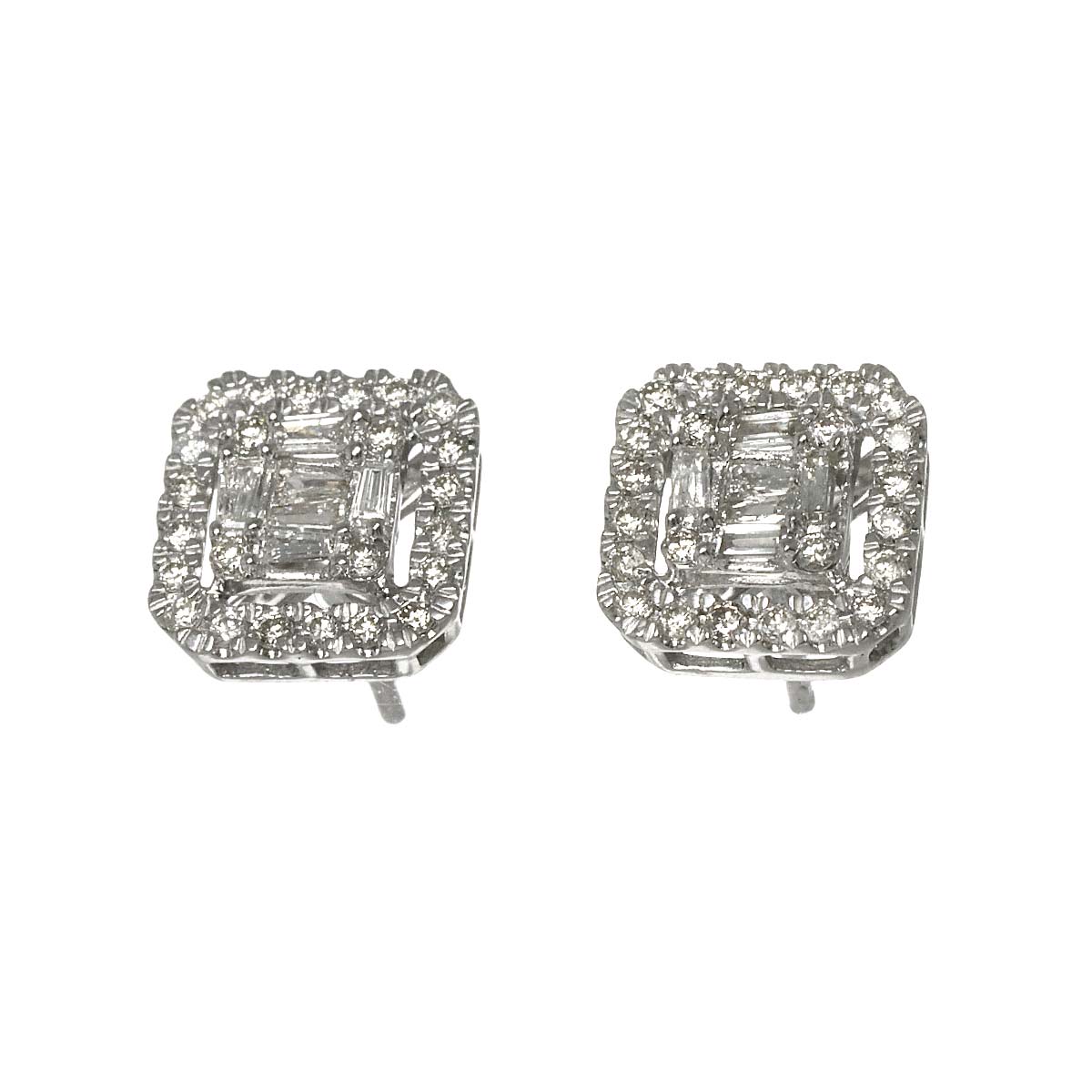 Diamond 0.20ct/0.20ct Earrings Pierced 18K K18 WG 750