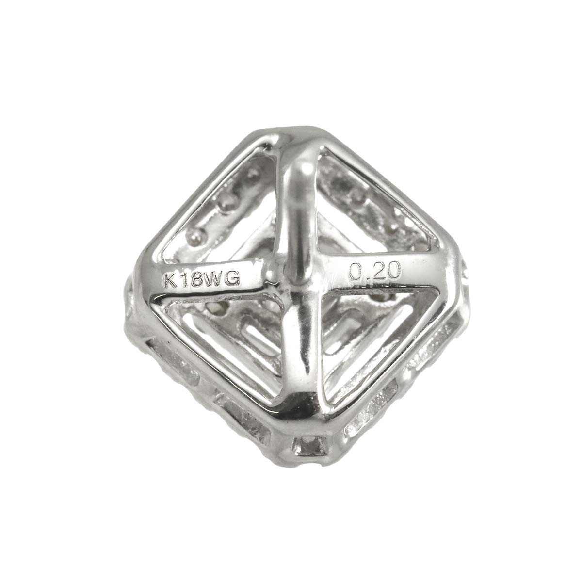 Diamond 0.20ct/0.20ct Earrings Pierced 18K K18 WG 750