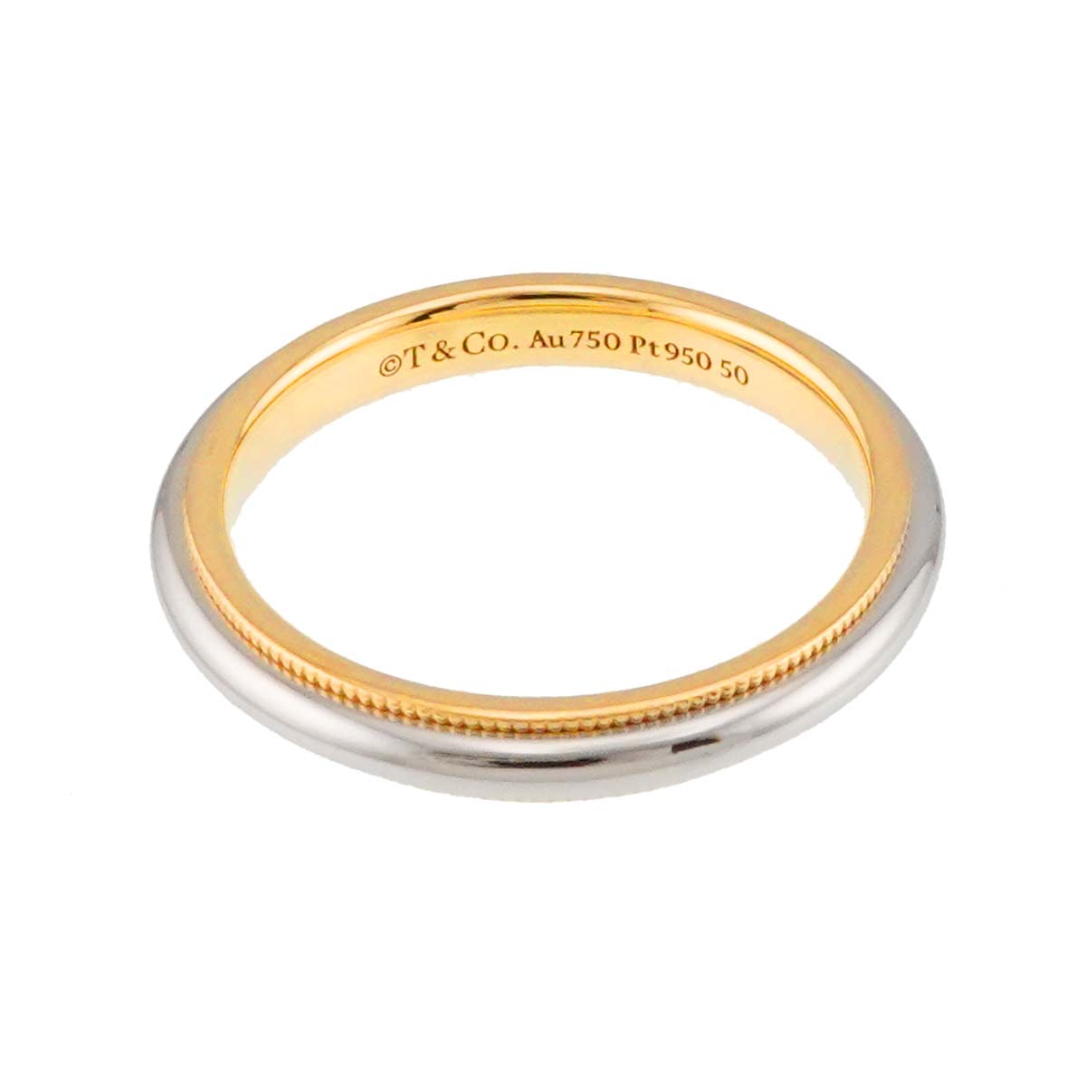 Milgrain Band Ring 18K 750 YG Pt Platinum Size6.25-6.5(US)