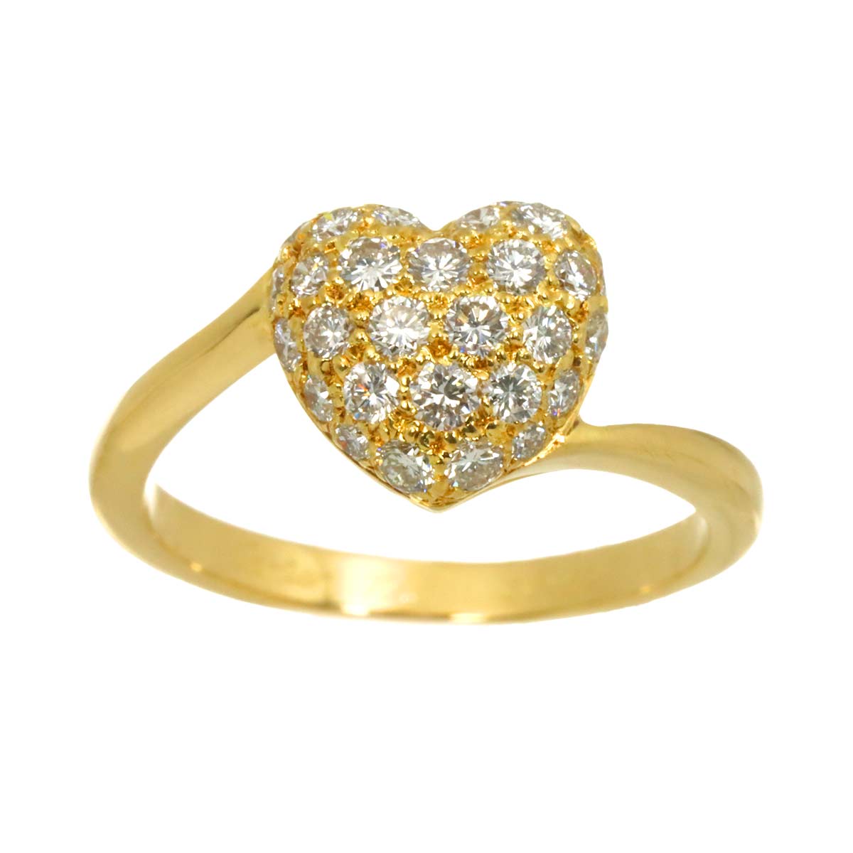 Heart Shape Pave Diamond Ring 18K YG 750 size52 5.75-6(US)