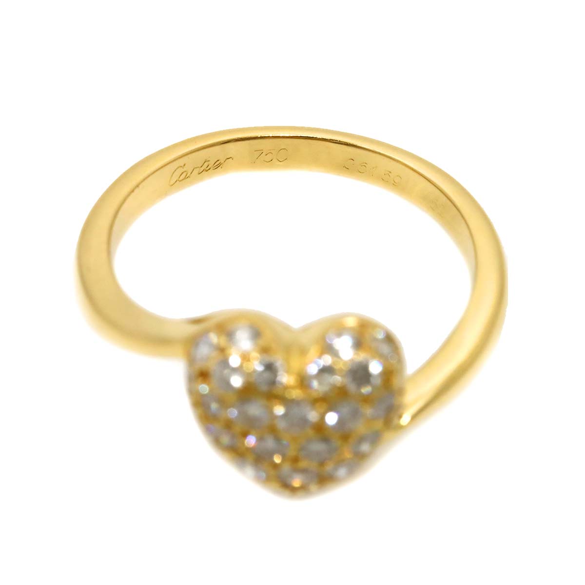 Heart Shape Pave Diamond Ring 18K YG 750 size52 5.75-6(US)