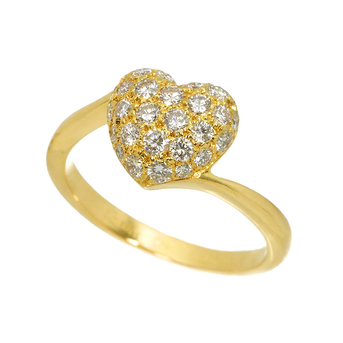 Heart Shape Pave Diamond Ring 18K YG 750 size52 5.75-6(US)